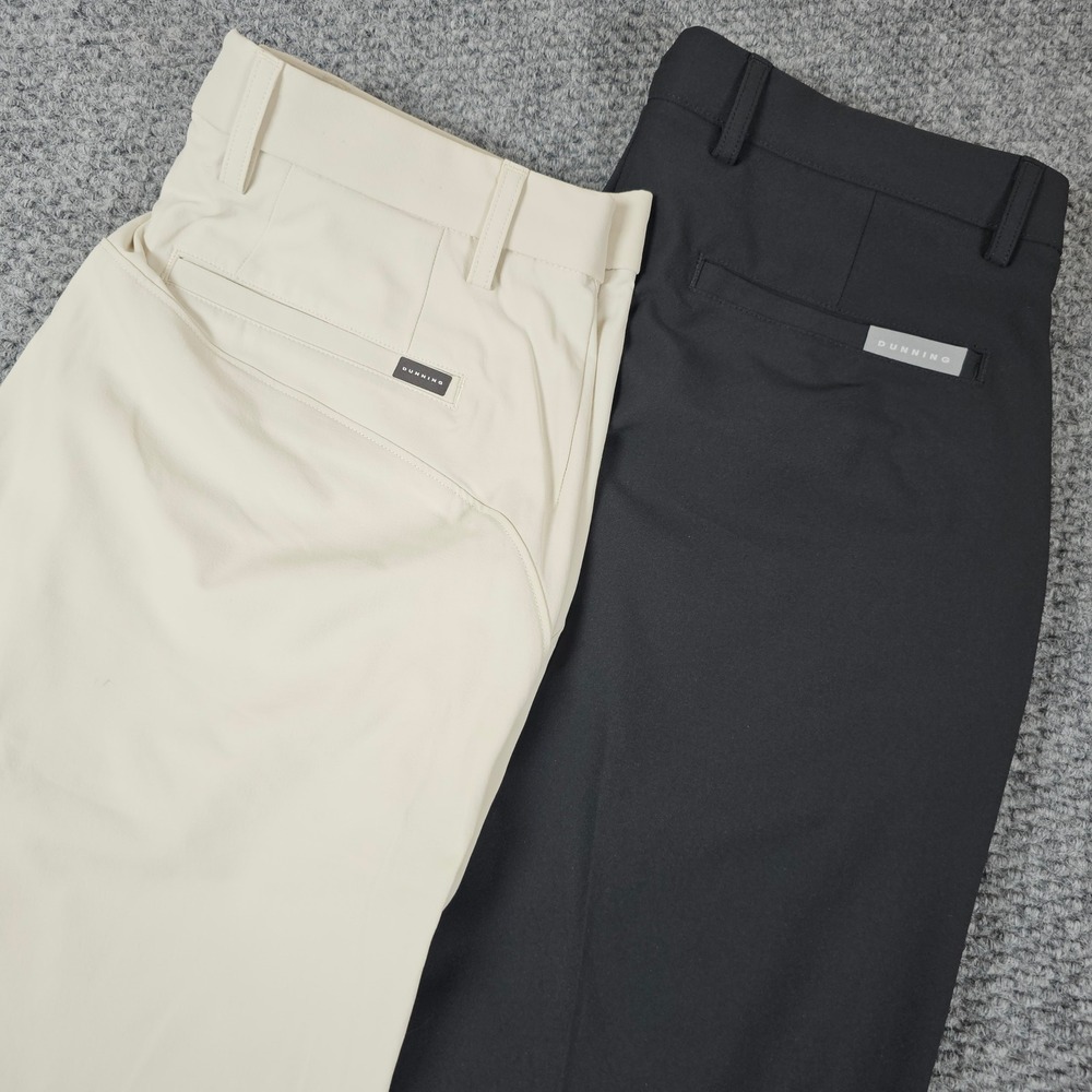 Dunning Mens Golf Pants Bundle 32x32 Black & Cream Performance Stretch Trousers